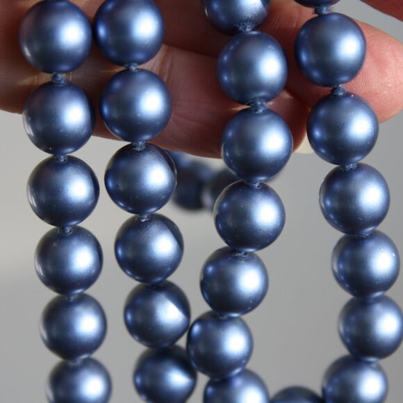 vintage Joan Rivers Czech Glass blue glass pearl beaded necklace classic … - Picture 6 of 6